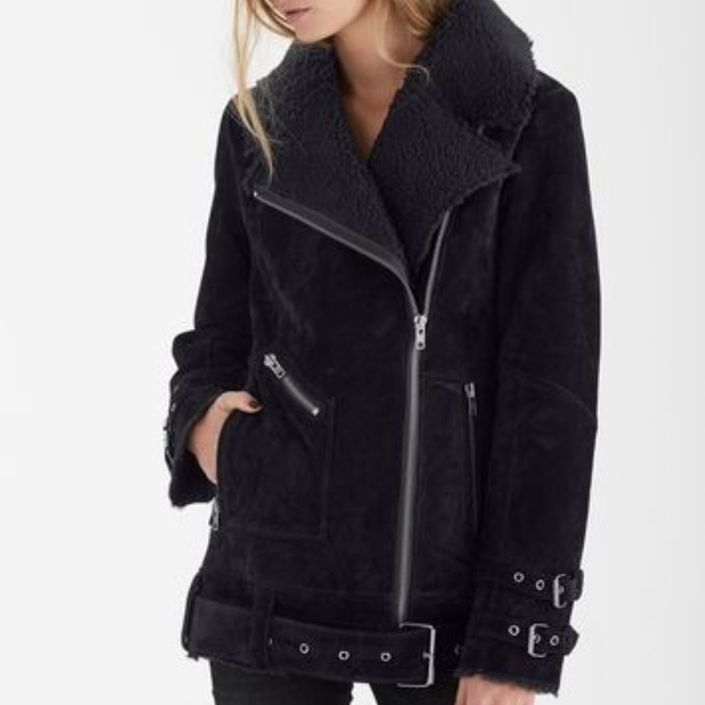 Long Tall Sally Curatd Shearling Aviator Jacket